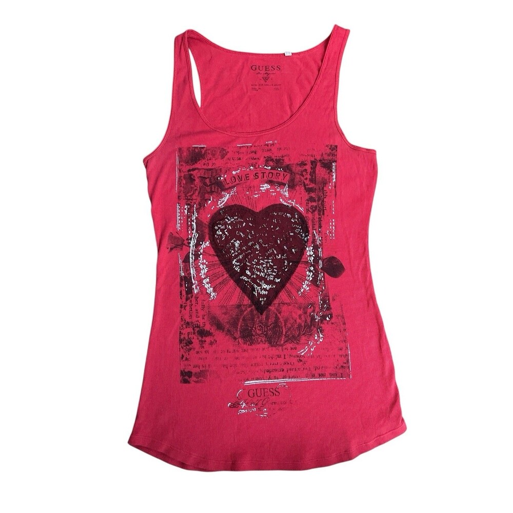 Y2K GUESS Red Love Tank Top Grunge